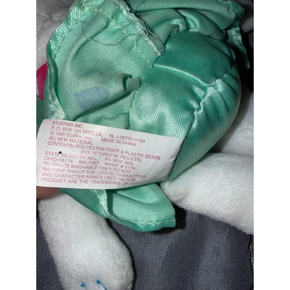 Vintage 1998 Lisa Frank Rose the Bunny Plush Ballerina Rabbit White Pink Green